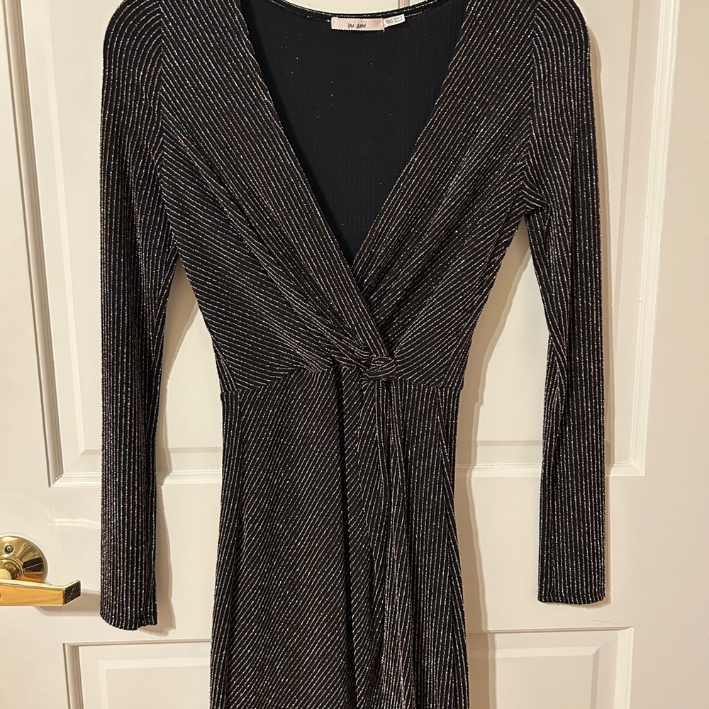 Francesca's Collections Black and Silver Mini Dress